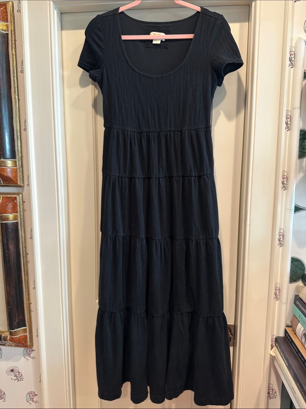 Anthropologie Women's Black Tiered Scoop Neck Dress